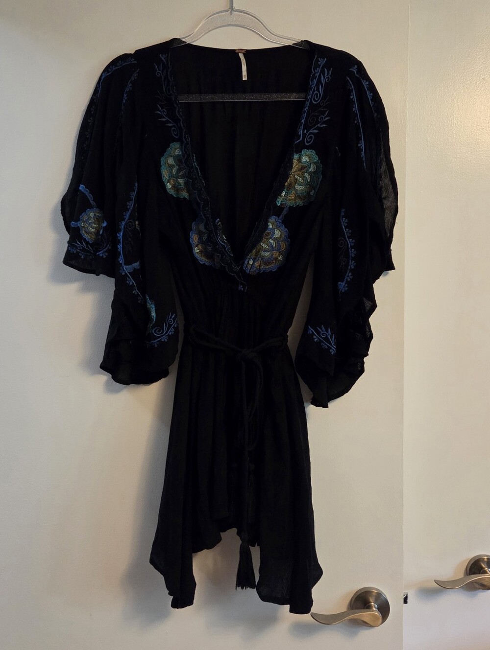 FREE PEOPLE Cora Embroidered Mini Dress Black Extra Small - Picture 3 of 9